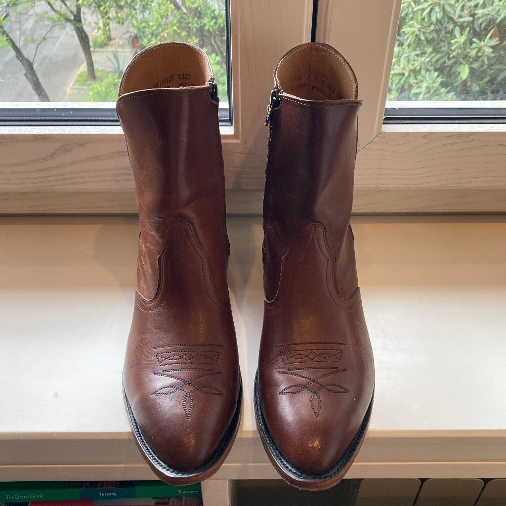 Boulet Western Cowboy zip boots tan 12